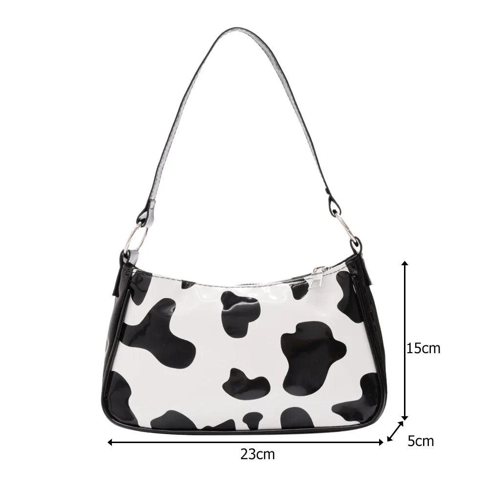 Women PU Leather Animal Cow Printed Shoulder Bag