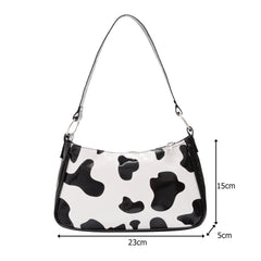 Women PU Leather Animal Cow Printed Shoulder Bag