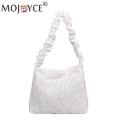 Women Casual Pleated Shoulder Bags Large Tote Shopping Bags