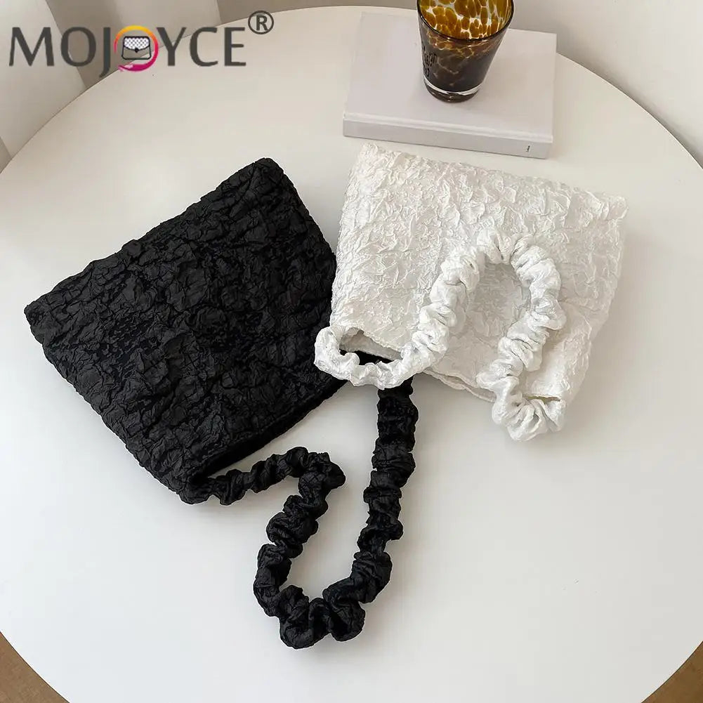 Women Casual Pleated Shoulder Bags Large Tote Shopping Bags
