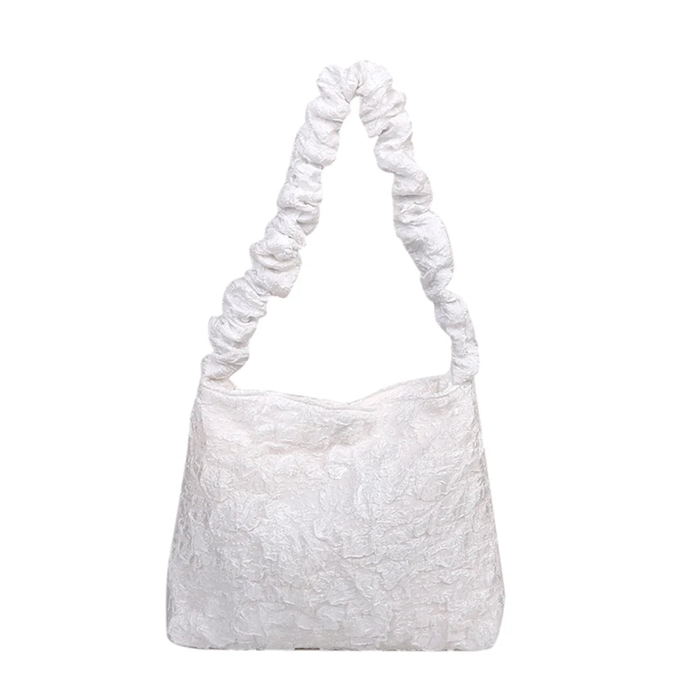 Women Casual Pleated Shoulder Bags Large Tote Shopping Bags