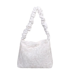 Women Casual Pleated Shoulder Bags Large Tote Shopping Bags