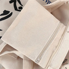 Casual Shoulder Bag, Female Head Print Handbag Tote - White