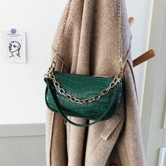 Women Chain Handbag Crocodile Pattern Travel Tote Mini Shoulder Bag