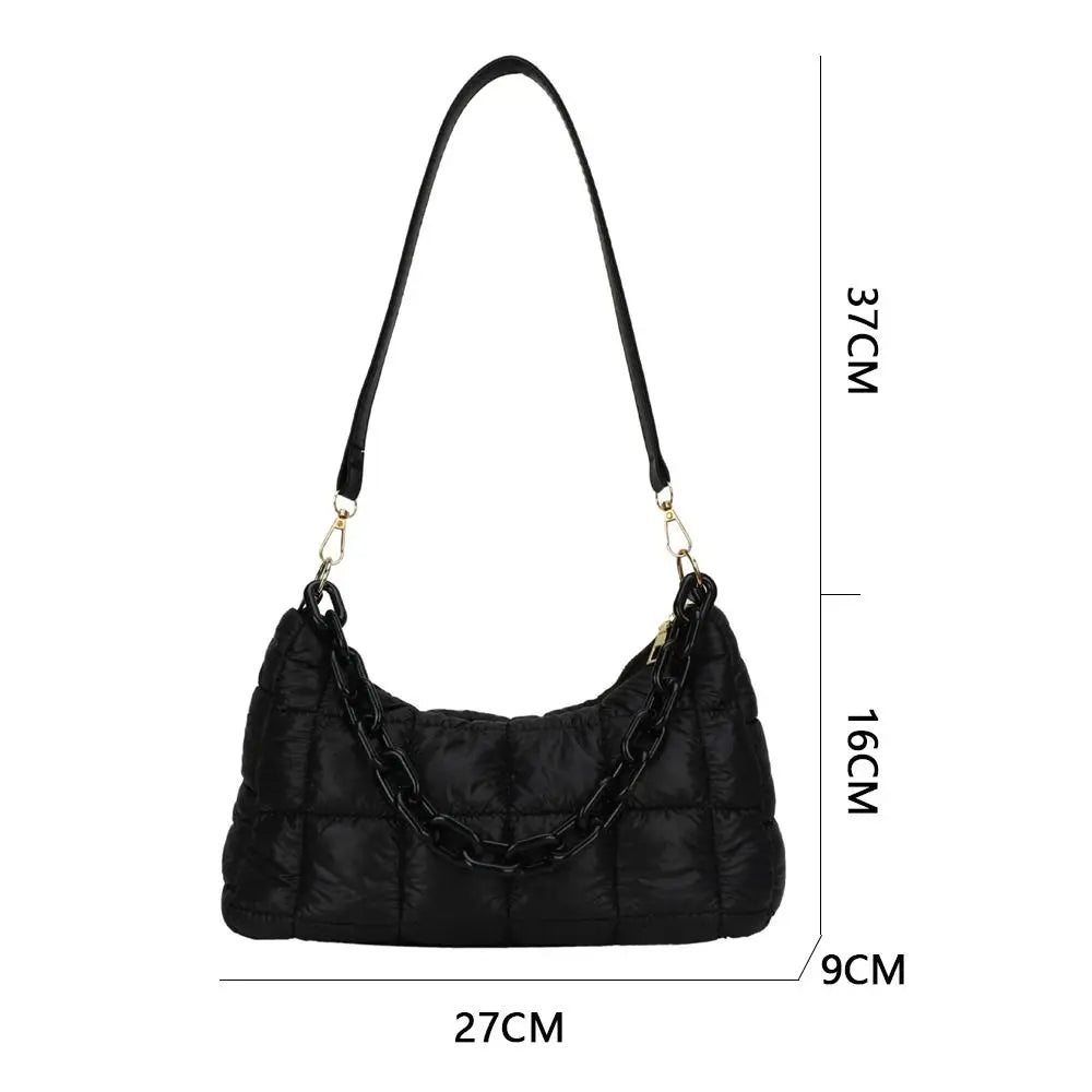 Women Chain Shoulder Bags Down Cotton Padded Quilted Tote Bag