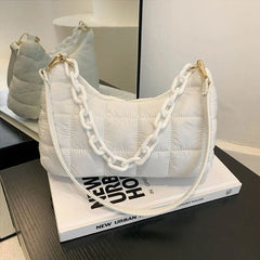 Women Chain Shoulder Bags Down Cotton Padded Quilted Tote Bag