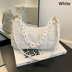 Women Chain Shoulder Bags Down Cotton Padded Quilted Tote Bag