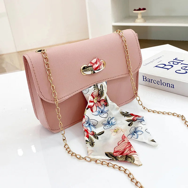 Small Shoulder Bag with Silk Scarf Crossbody Bags for Women