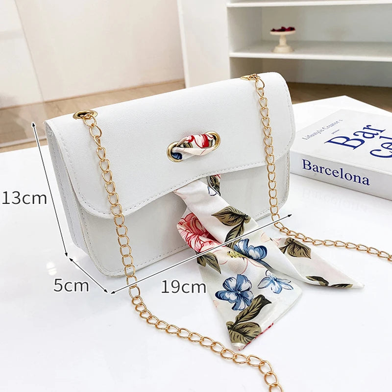 Small Shoulder Bag with Silk Scarf Crossbody Bags for Women