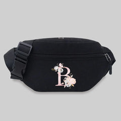 Pink Flower Letter Series Shoulder Crossbody Bag