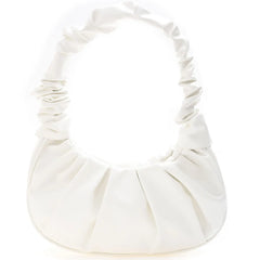 Women Cloud Handbag Solid Soft PU Leather Pleated Underarm Bags