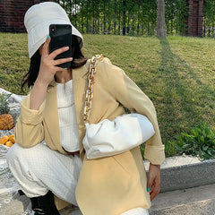 Women Cloud Shoulder Bag Light Texture Chain Dumpling Bag