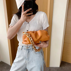 Women Cloud Shoulder Bag Light Texture Chain Dumpling Bag