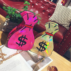 Women Clutch Crossbody Messenger Bags 3D Dollar Laser Bolsa Feminina Handbags