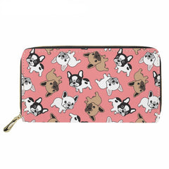 French Bulldog Printed Women's Zipper Wallet Long Leather Clutch