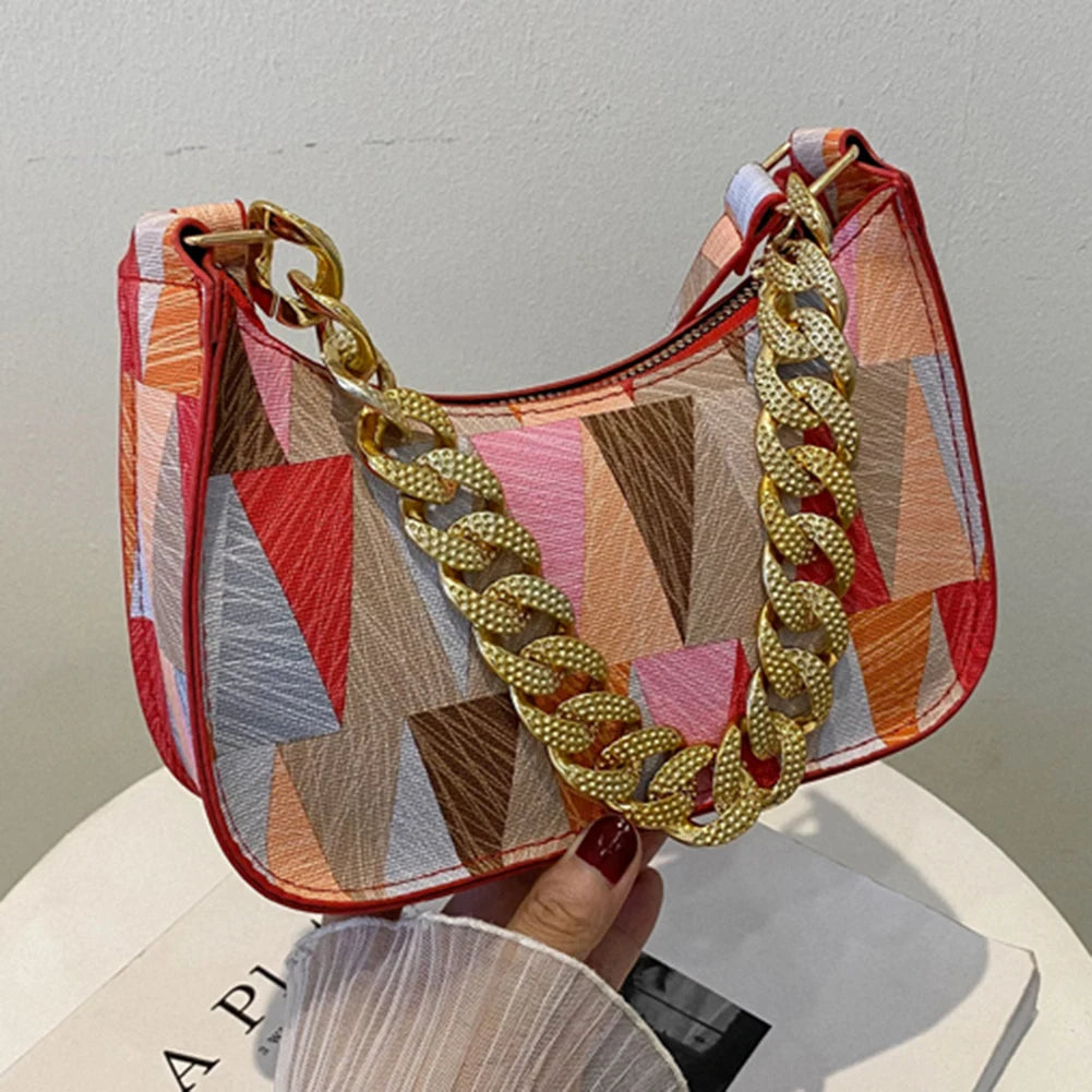 Colorful Triangle Printed Small Tote Bag for Travel