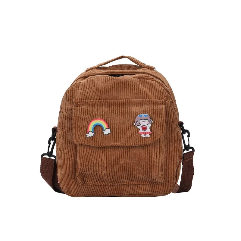 Women Corduroy Backpack Purse Convertible Casual Daypack
