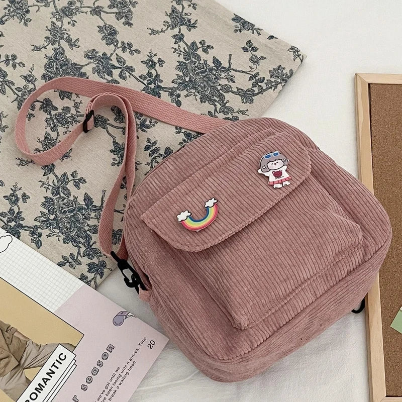 Women Corduroy Backpack Purse Convertible Casual Daypack Travel