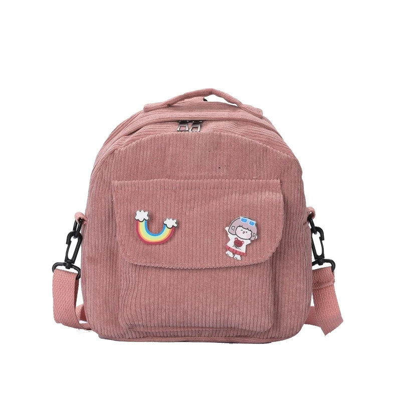 Women Corduroy Backpack Purse Convertible Casual Daypack