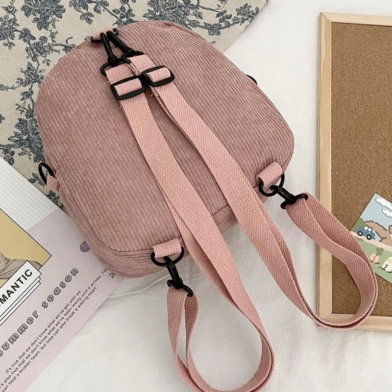 Women Corduroy Backpack Purse Convertible Casual Daypack Travel
