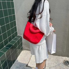 Women Corduroy Canvas Shoulder Bag Eco Cloth Handbag Tote Grocery Reusable