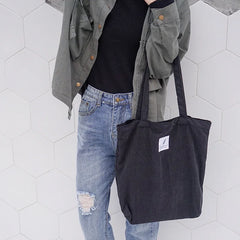 Women Corduroy Canvas Tote Handbag Female Shoulder Bags