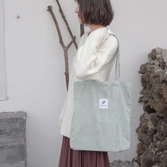 Women Corduroy Canvas Tote Handbag Female Shoulder Bags