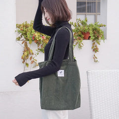 Women Corduroy Canvas Tote Handbag Female Shoulder Bags