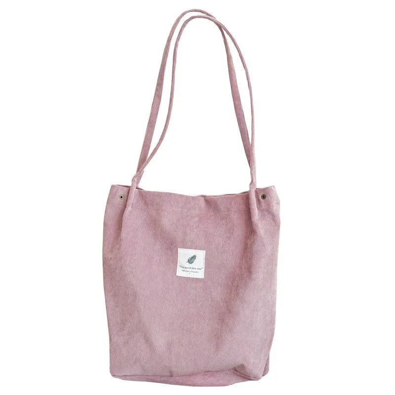 Corduroy Shopping Bag Canvas Shoulder Handbag Eco Tote