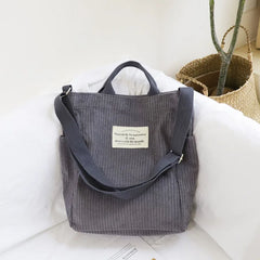 Large Capacity Corduroy Shoulder Bag for Women