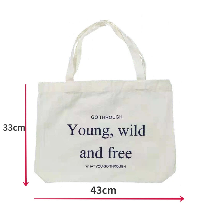 Women Cotton Shoulder Shopper Bags Characters Printing Purses Handbag