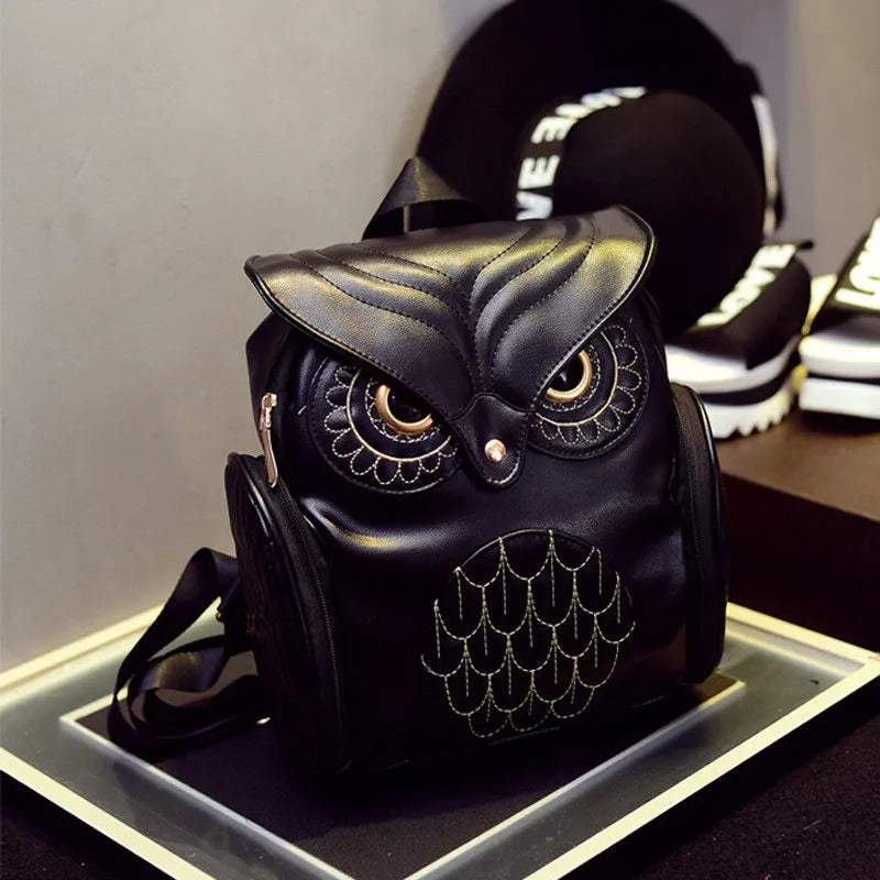 Women Owl Backpack Female PU Leather Mini Travel Handbag Rucksack Shoulder Bag