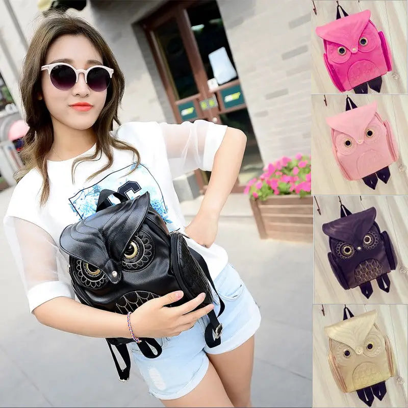 Women Owl Backpack Female PU Leather Mini Travel Handbag Rucksack Shoulder Bag