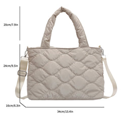 Women Crossbody Bag Solid Shoulder Bags Nylon Cotton Padded Top-handle Bag