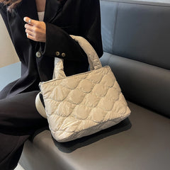 Women Crossbody Bag Solid Shoulder Bags Nylon Cotton Padded Top-handle Bag