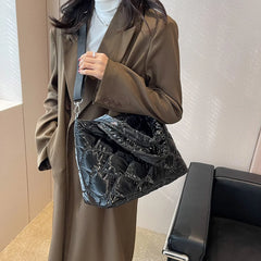 Women Crossbody Bag Solid Shoulder Bags Nylon Cotton Padded Top-handle Bag