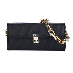 Weave Flap Crossbody Bag with Chain Shoulder Messenger - Women Handbag