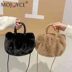 Plush Crossbody Handbag Soft Solid Shopper Travel for Office Lady