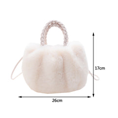 Plush Crossbody Handbag Soft Solid Shopper Travel Office Lady
