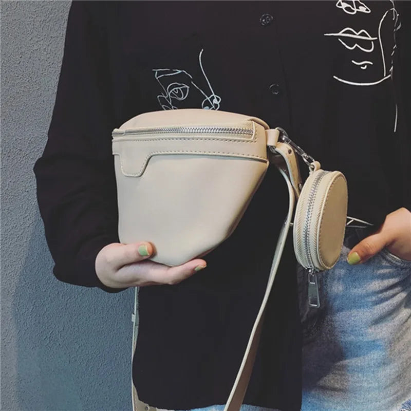 Women Crossbody Waist Bag Shoulder Bags PU Leather Belt Bags Female