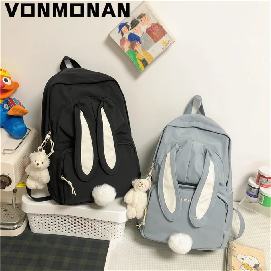 Waterproof Nylon Backpack Purse for Girls Large Capacity Cartoon Rabbit