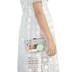 Clear Acrylic Box Clutch Crossbody Purse Evening Bag