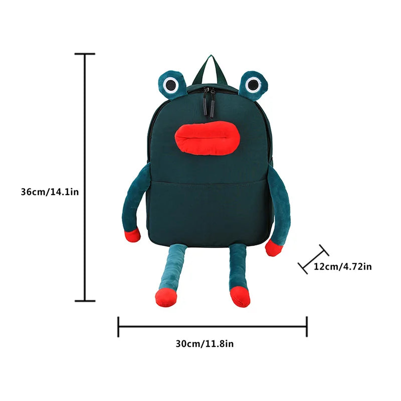 Funny Frog Backpack for Women, Cute Ugly Cartoon Student School Bag