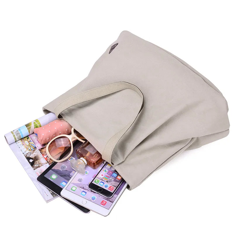 Vintage Canvas Shoulder Bag Large Capacity Handbag Casual Shopping Tote