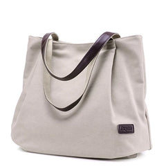 Vintage Canvas Shoulder Bag Large Capacity Handbag Casual Shopping Tote