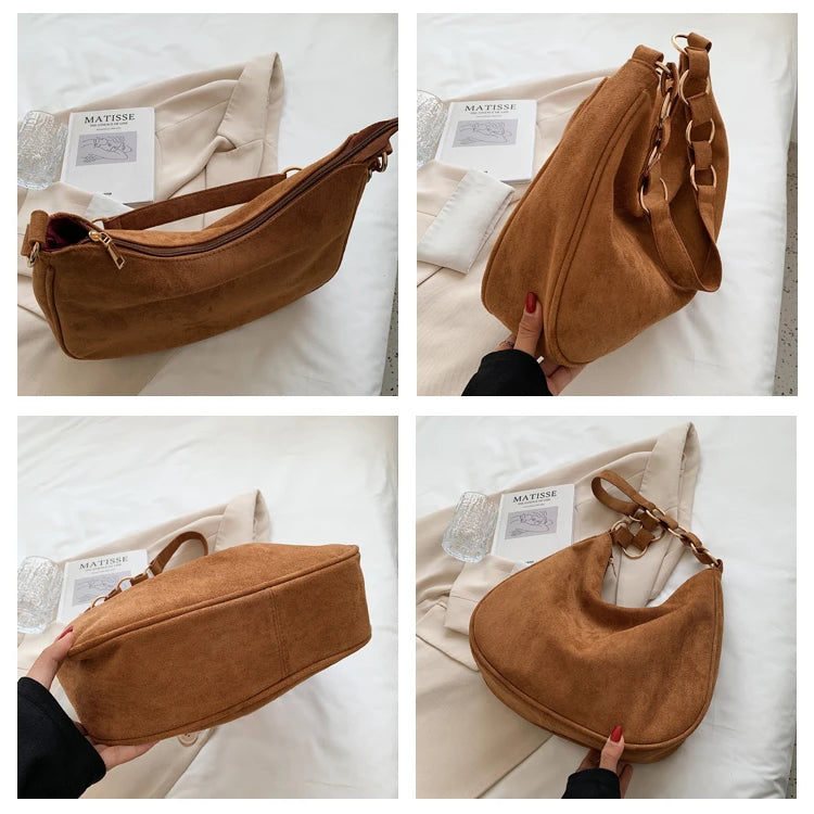 Matte Crossbody Bag for Women Vintage Tote Large-capacity Handbag