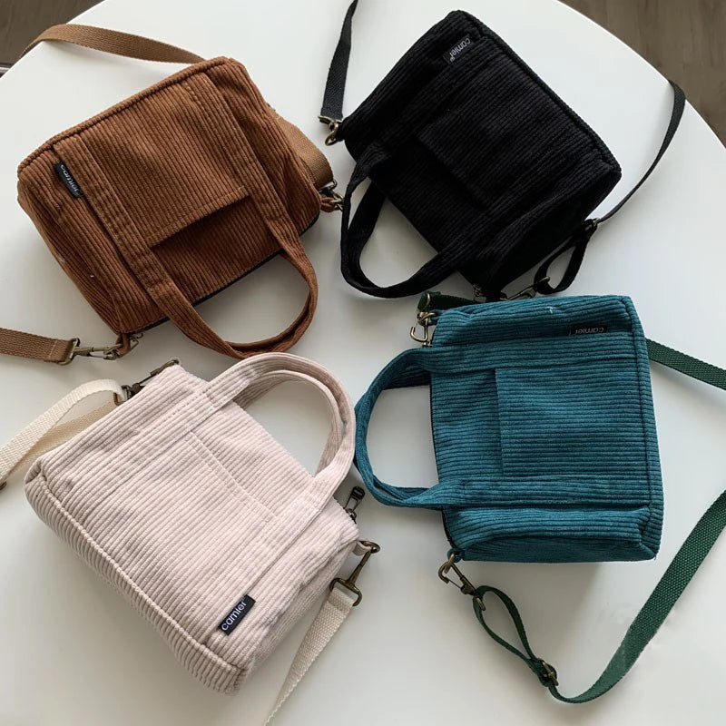 Corduroy Tote Bag Crossbody Shoulder Shopper for Women