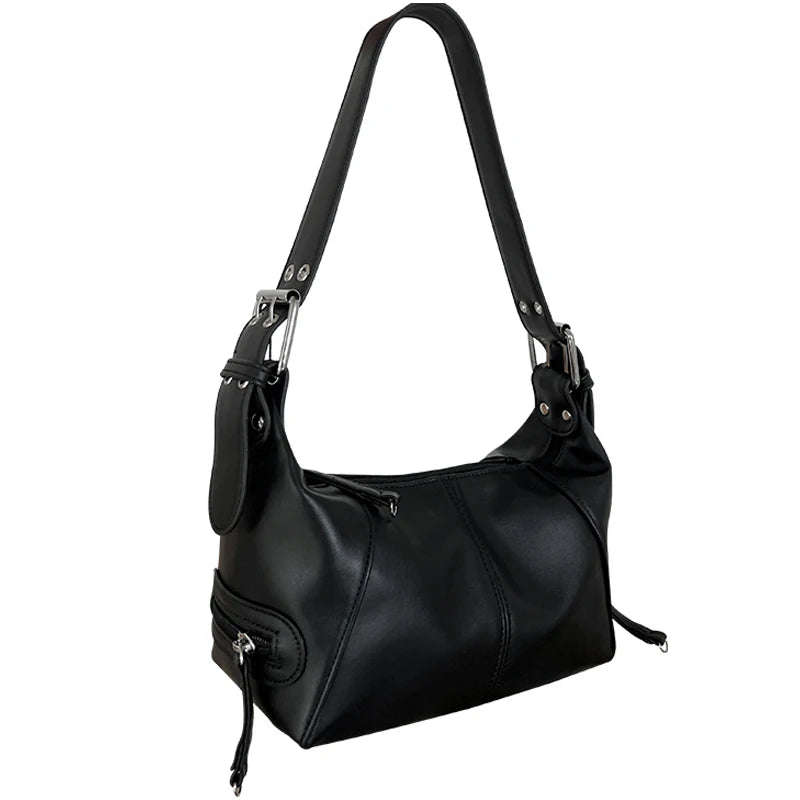 Soft PU Leather Hobo Shoulder Bag with Rivets