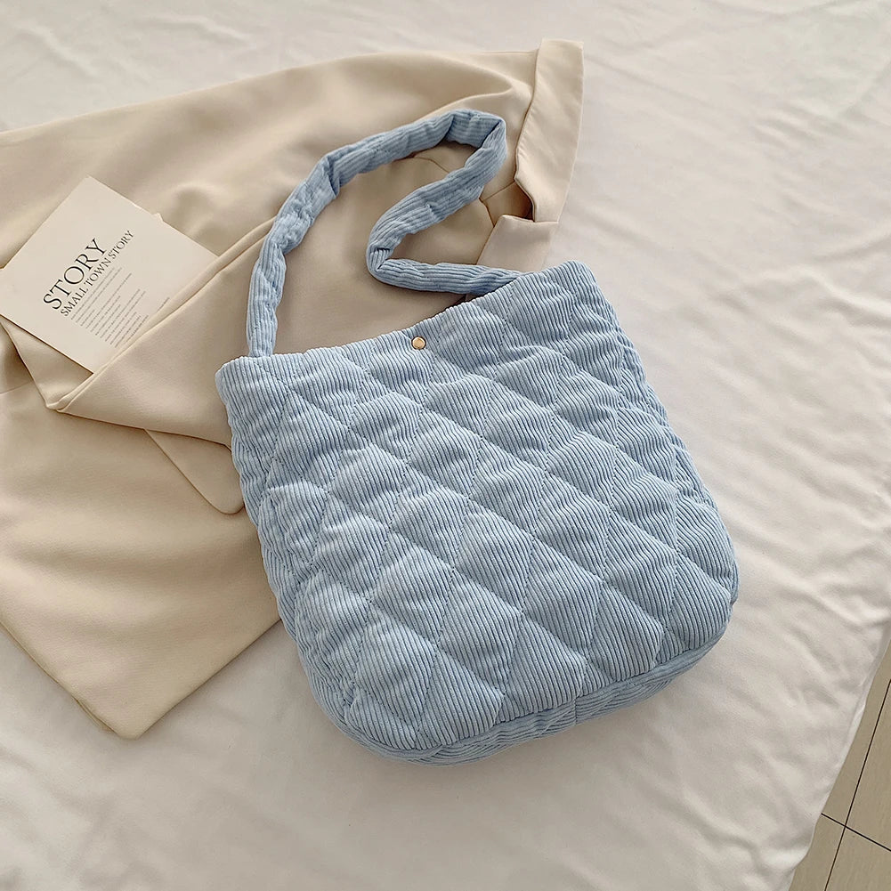 Corduroy Women Eco Shopping Bag Reusable Totes Casual Big Capacity