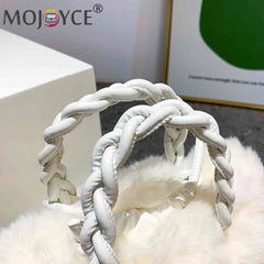 Fluffy Crossbody Messenger Bag with Woven Handle